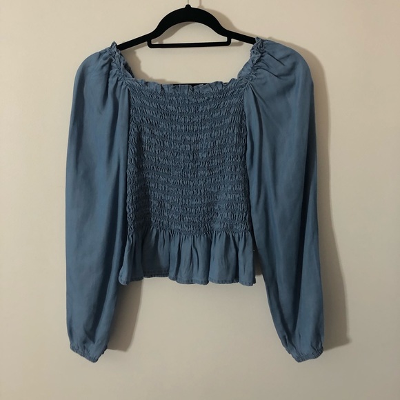Francesca's Collections Tops - francesca’s blue ruched blouse